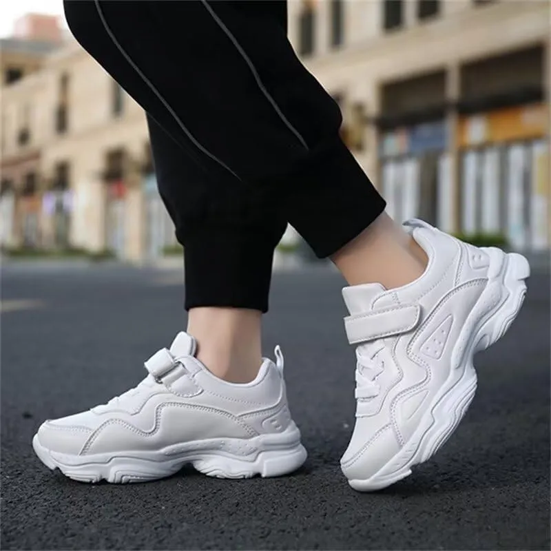 Kids Boy Girl PU Leather Casual Sneakers for Sport Walking Running School