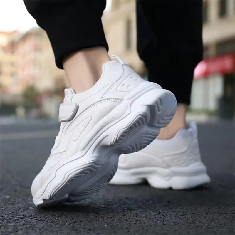 Kids Boy Girl PU Leather Casual Sneakers for Sport Walking Running School