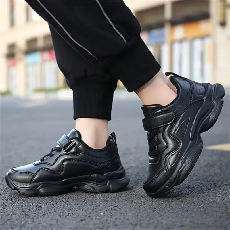 Kids Boy Girl PU Leather Casual Sneakers for Sport Walking Running School