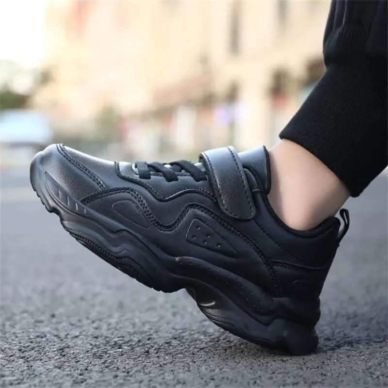 Kids Boy Girl PU Leather Casual Sneakers for Sport Walking Running School