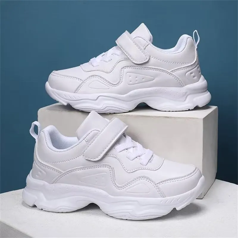 Kids Boy Girl PU Leather Casual Sneakers for Sport Walking Running School