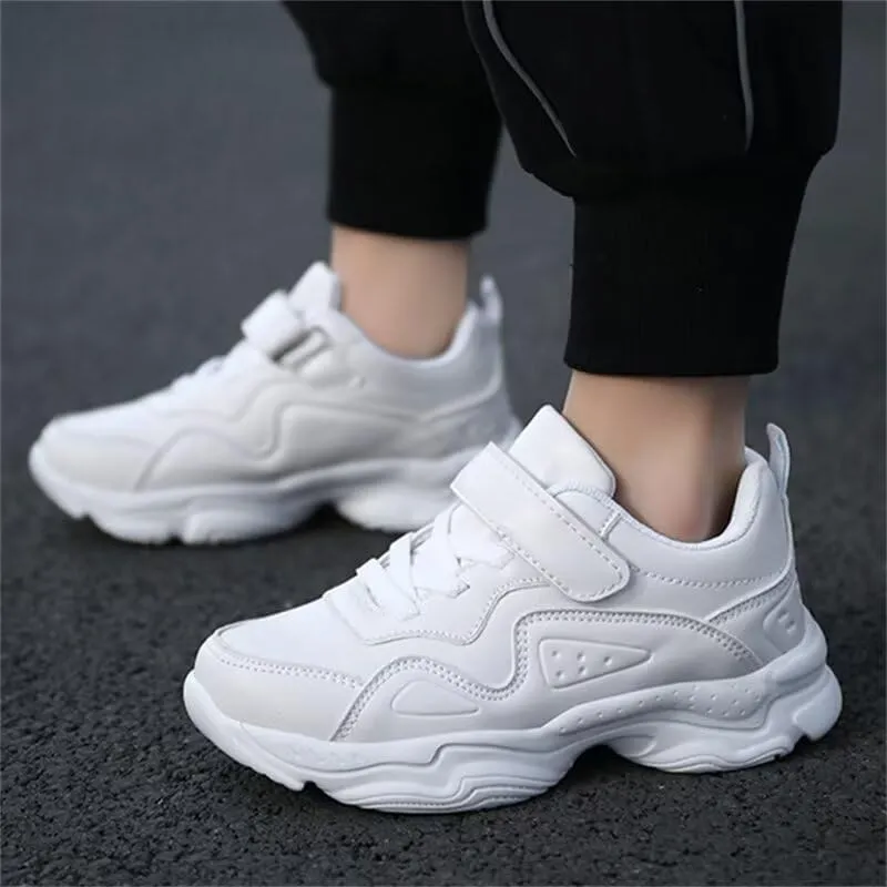Kids Boy Girl PU Leather Casual Sneakers for Sport Walking Running School