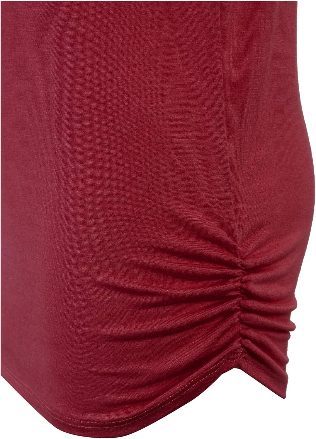 KOGMO Womens Short Sleeve Solid Basic Tunic Top Tee with Side Shirring