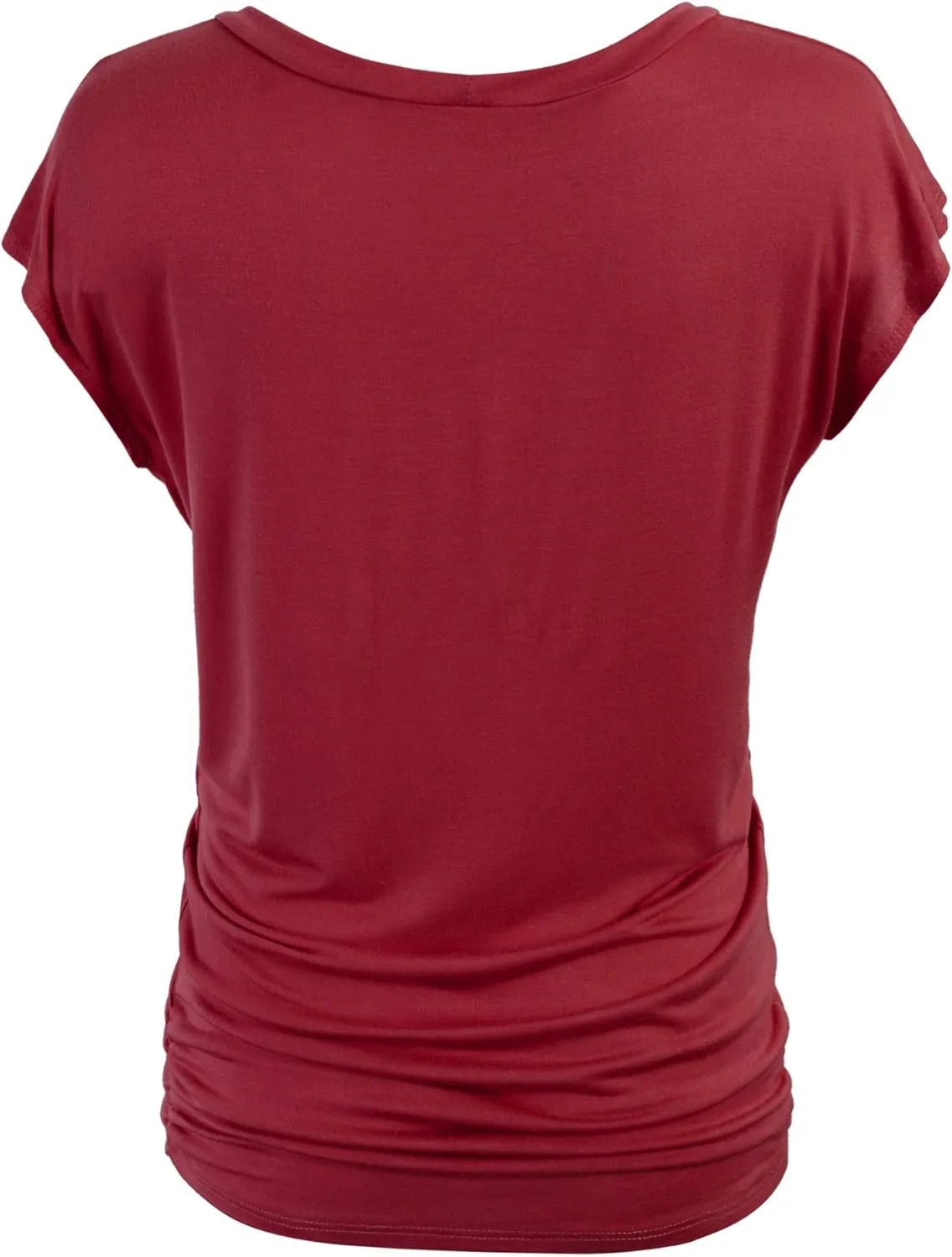 KOGMO Womens Short Sleeve Solid Basic Tunic Top Tee with Side Shirring
