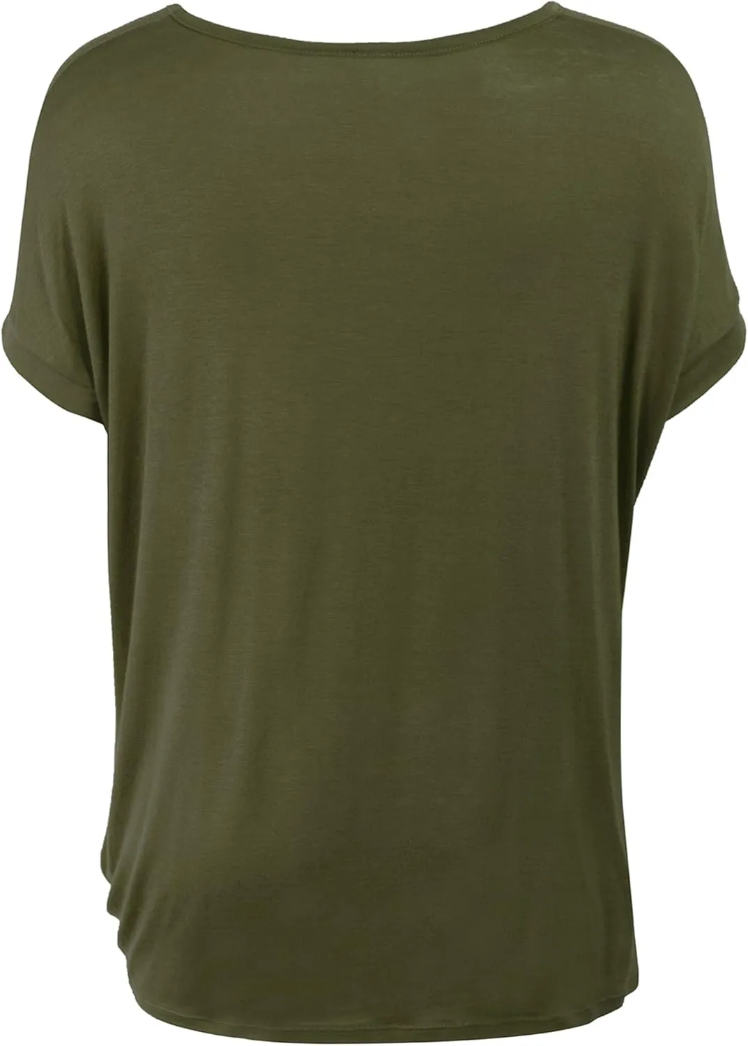 KOGMO Womens Solid Basic Boatneck Dolman Top with Knot on Hemline