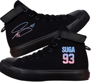 Kpop Shoes J-Hope Jungkook Jimin Suga V Jin Rap Shoes Unisex Canvas Sneakers High Top Shoes