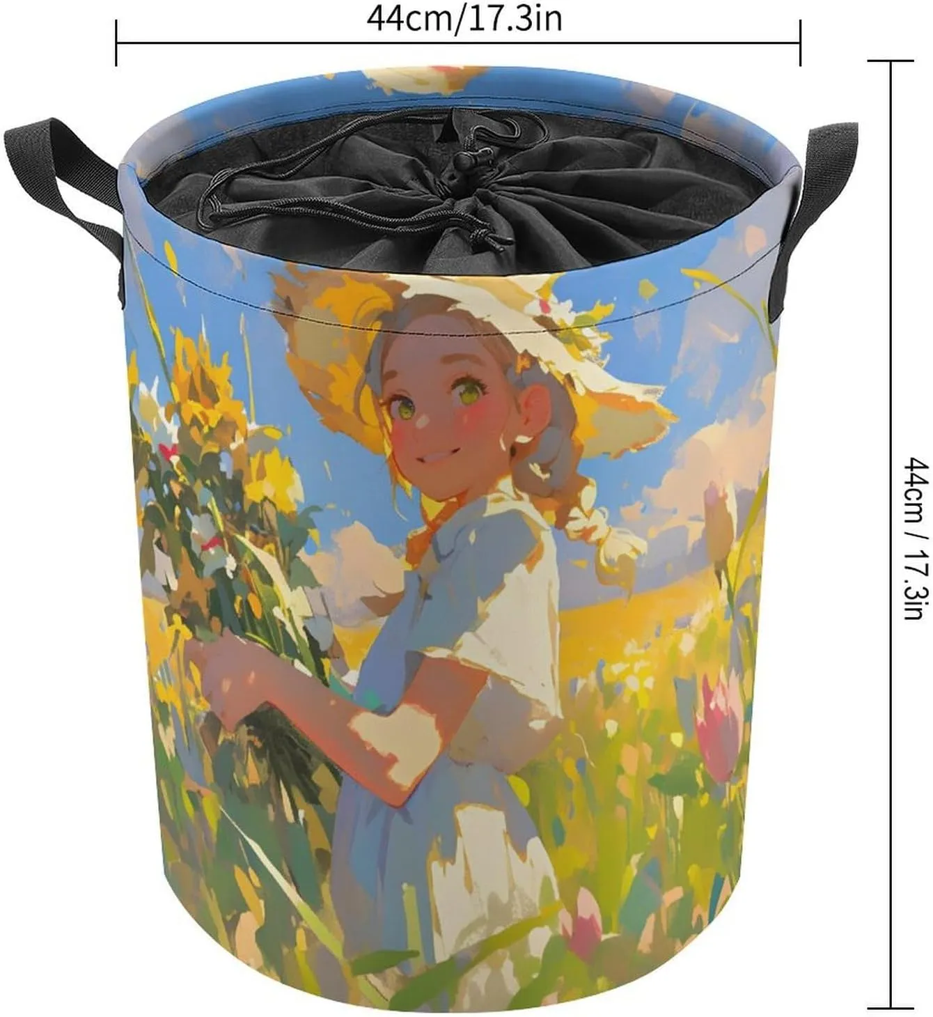 Laundry Hampers, Large Drawstring Laundry Bag, Removable Laundry Bags, Collapsible Storage Bin with Handles for Home Organization, Kids Room, Nursery Botany