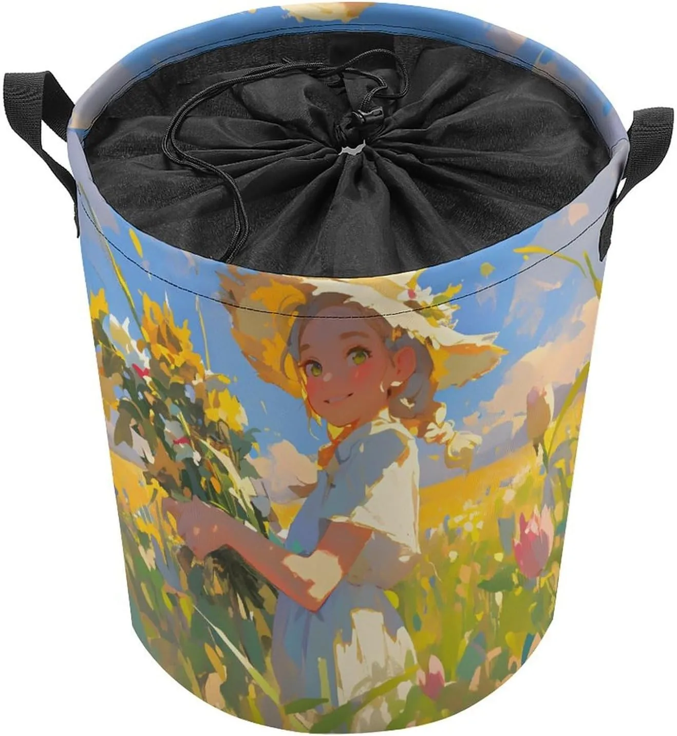 Laundry Hampers, Large Drawstring Laundry Bag, Removable Laundry Bags, Collapsible Storage Bin with Handles for Home Organization, Kids Room, Nursery Botany