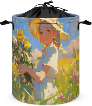 Laundry Hampers, Large Drawstring Laundry Bag, Removable Laundry Bags, Collapsible Storage Bin with Handles for Home Organization, Kids Room, Nursery Botany