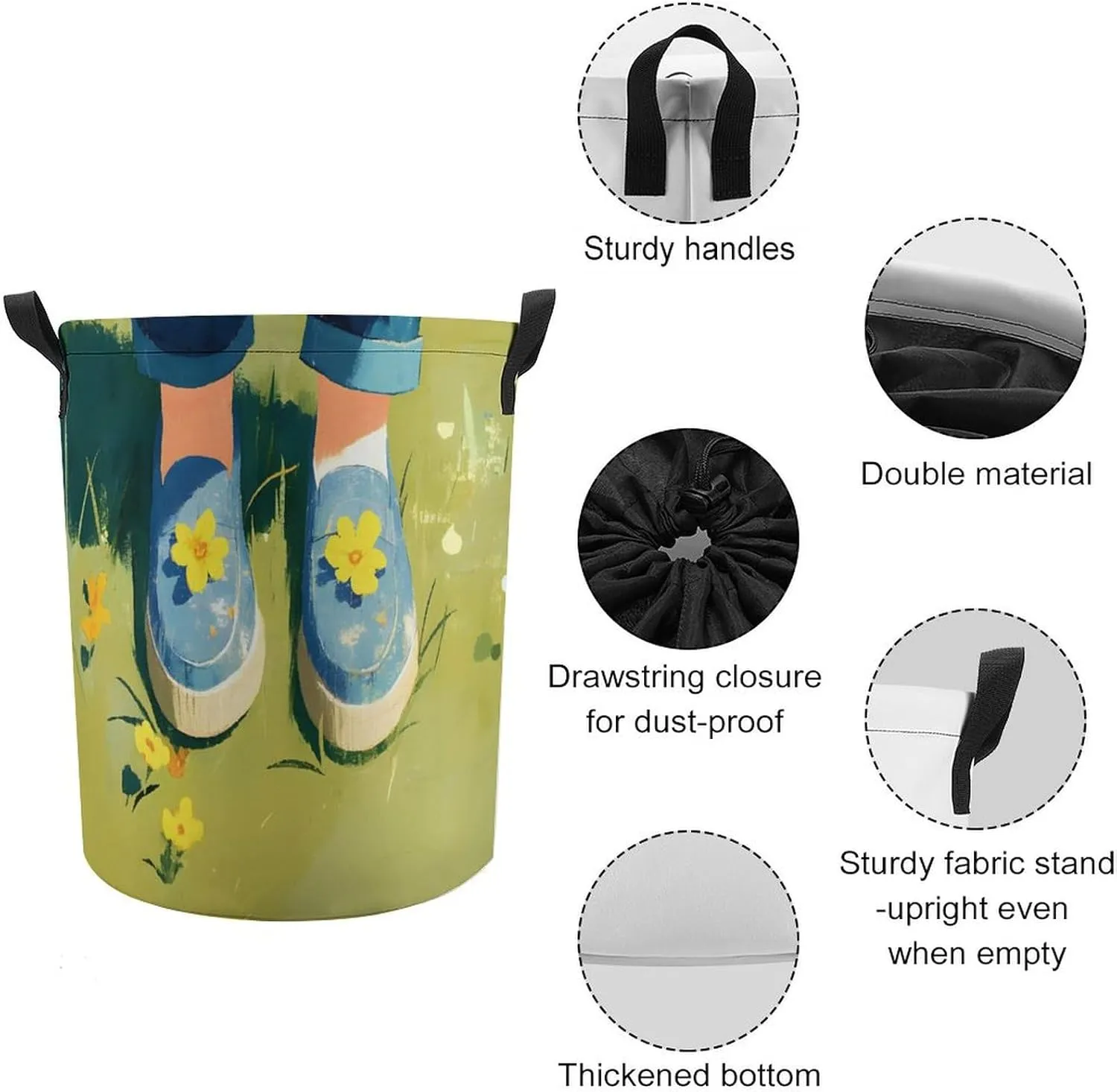 Laundry Hampers, Large Drawstring Laundry Bag, Removable Laundry Bags, Collapsible Storage Bin with Handles for Home Organization, Kids Room, Nursery Cake Decorating Supply