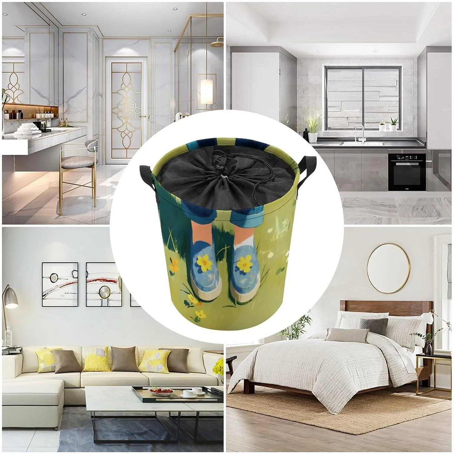 Laundry Hampers, Large Drawstring Laundry Bag, Removable Laundry Bags, Collapsible Storage Bin with Handles for Home Organization, Kids Room, Nursery Cake Decorating Supply
