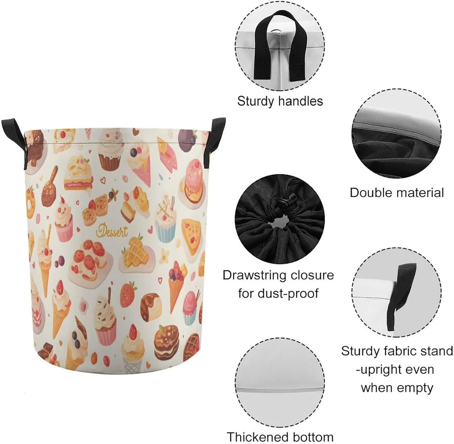 Laundry Hampers, Large Drawstring Laundry Bag, Removable Laundry Bags, Collapsible Storage Bin with Handles for Home Organization, Kids Room, Nursery Dishware