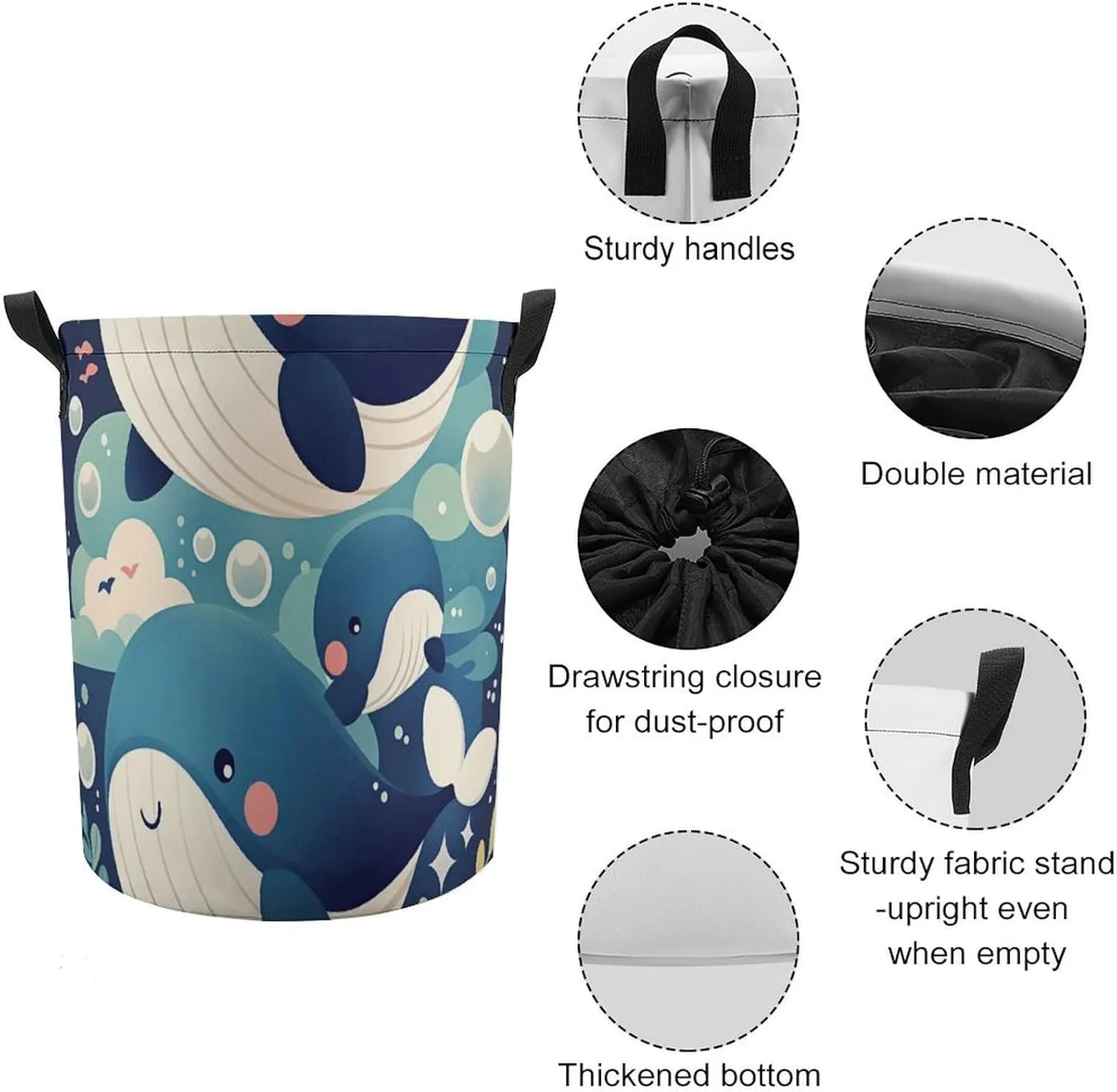 Laundry Hampers, Large Drawstring Laundry Bag, Removable Laundry Bags, Collapsible Storage Bin with Handles for Home Organization, Kids Room, Nursery Event