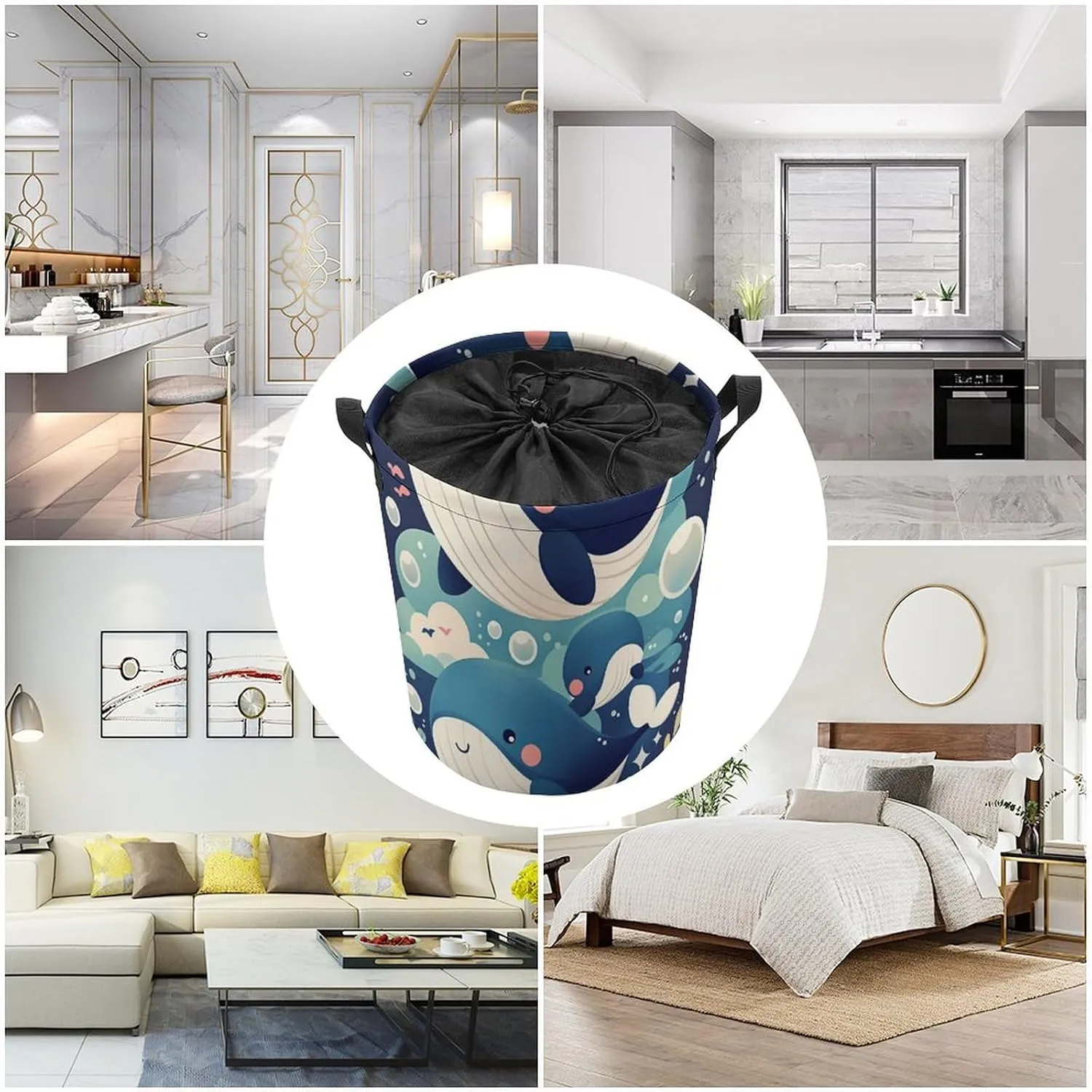 Laundry Hampers, Large Drawstring Laundry Bag, Removable Laundry Bags, Collapsible Storage Bin with Handles for Home Organization, Kids Room, Nursery Event