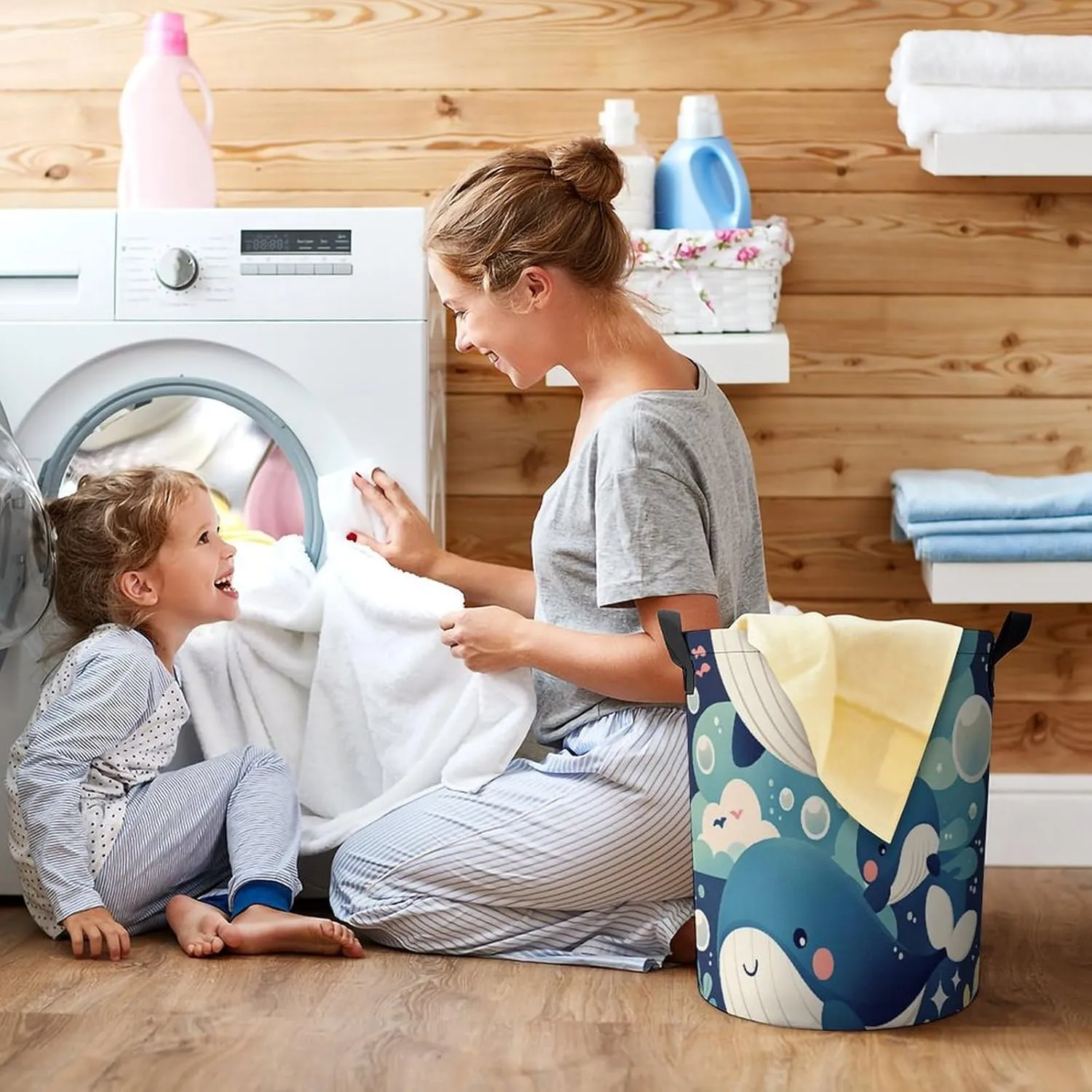 Laundry Hampers, Large Drawstring Laundry Bag, Removable Laundry Bags, Collapsible Storage Bin with Handles for Home Organization, Kids Room, Nursery Event