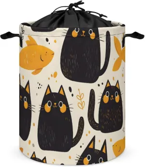 Laundry Hampers, Large Drawstring Laundry Bag, Removable Laundry Bags, Collapsible Storage Bin with Handles for Home Organization, Kids Room, Nursery Felidae