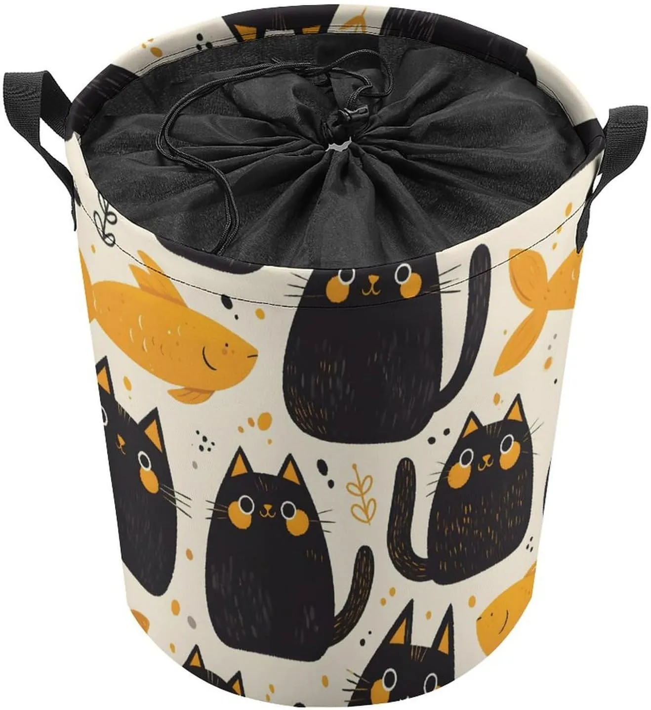 Laundry Hampers, Large Drawstring Laundry Bag, Removable Laundry Bags, Collapsible Storage Bin with Handles for Home Organization, Kids Room, Nursery Felidae