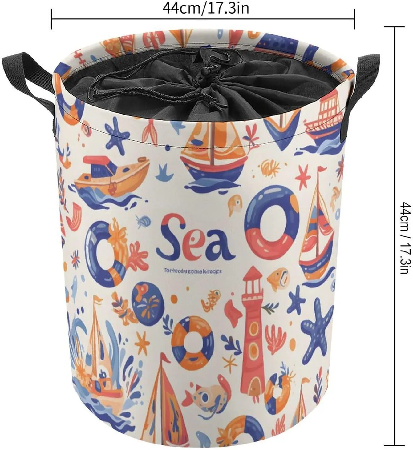 Laundry Hampers, Large Drawstring Laundry Bag, Removable Laundry Bags, Collapsible Storage Bin with Handles for Home Organization, Kids Room, Nursery Font