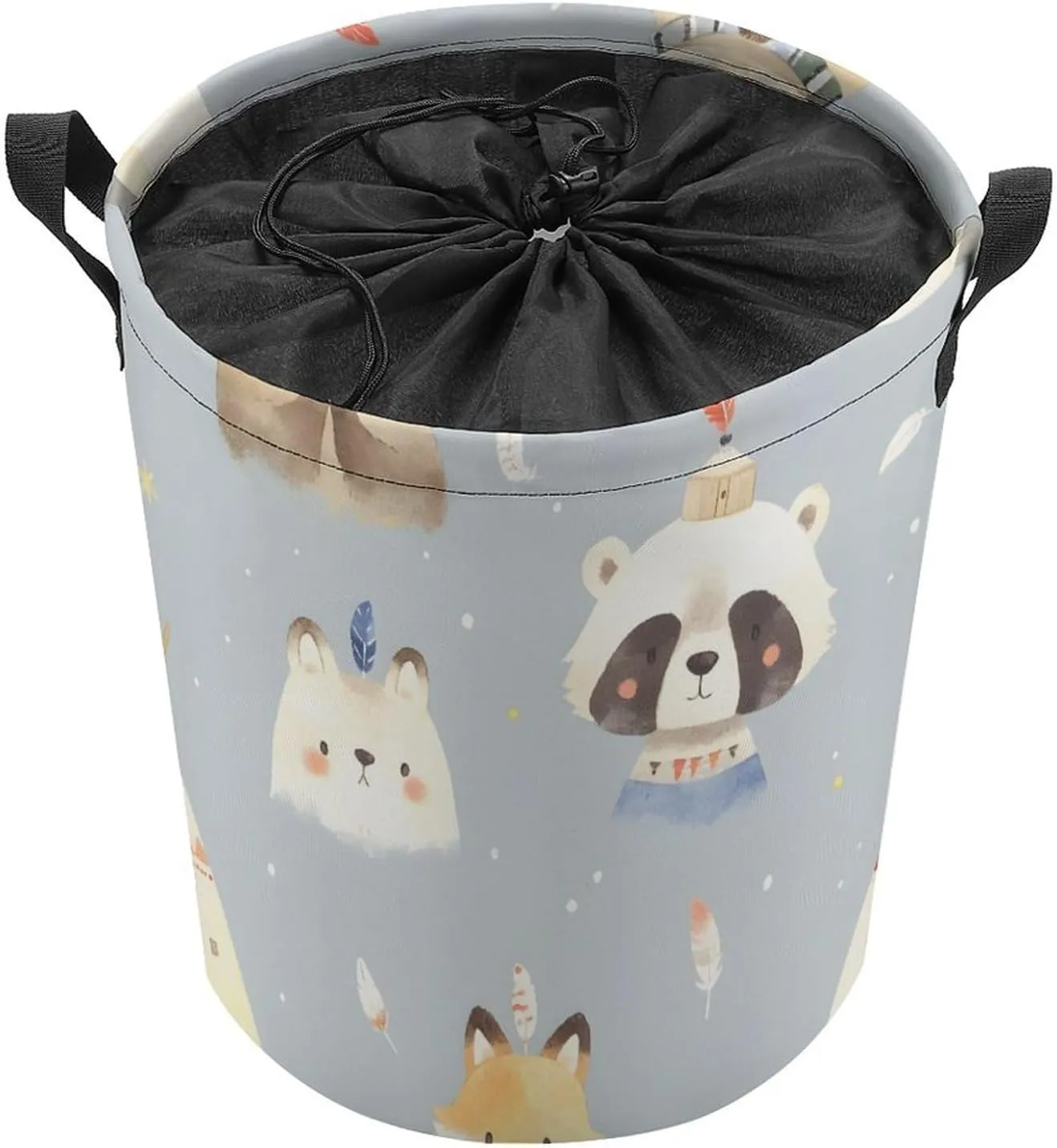 Laundry Hampers, Large Drawstring Laundry Bag, Removable Laundry Bags, Collapsible Storage Bin with Handles for Home Organization, Kids Room, Nursery Mammal
