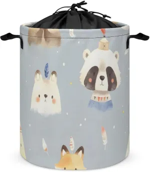 Laundry Hampers, Large Drawstring Laundry Bag, Removable Laundry Bags, Collapsible Storage Bin with Handles for Home Organization, Kids Room, Nursery Mammal