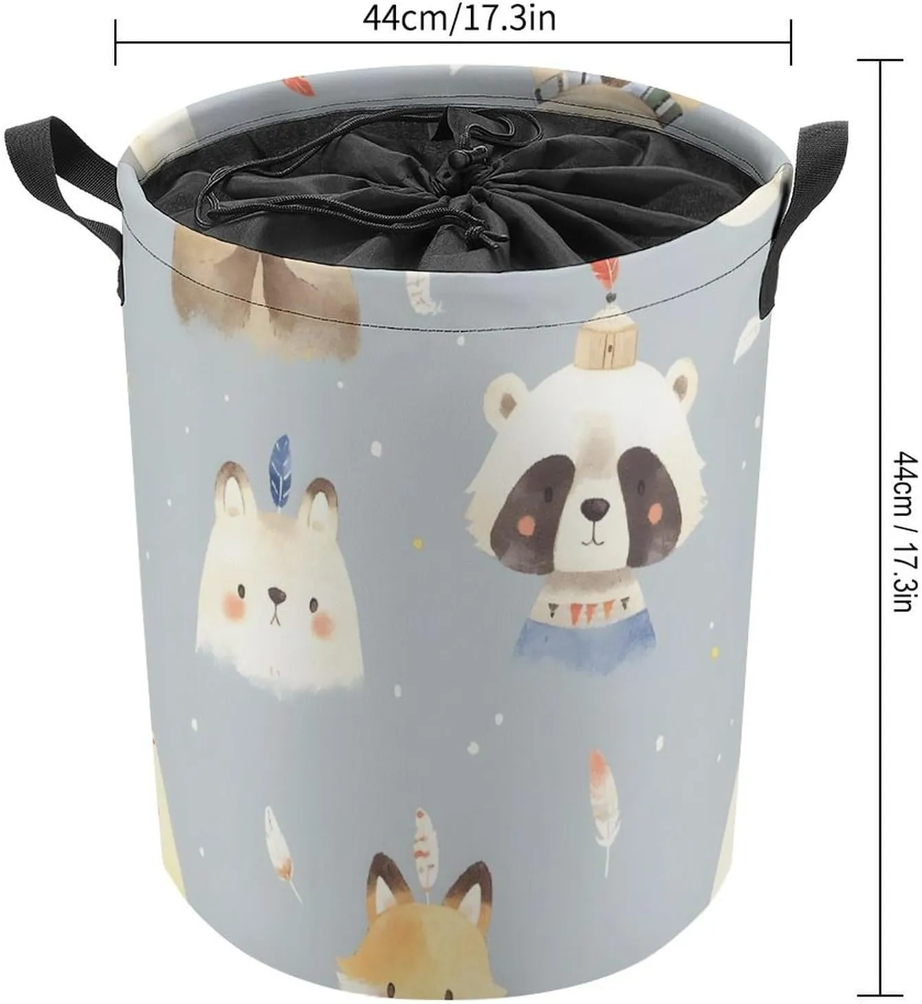 Laundry Hampers, Large Drawstring Laundry Bag, Removable Laundry Bags, Collapsible Storage Bin with Handles for Home Organization, Kids Room, Nursery Mammal