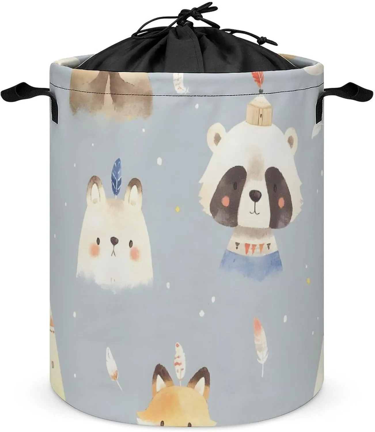 Laundry Hampers, Large Drawstring Laundry Bag, Removable Laundry Bags, Collapsible Storage Bin with Handles for Home Organization, Kids Room, Nursery Mammal
