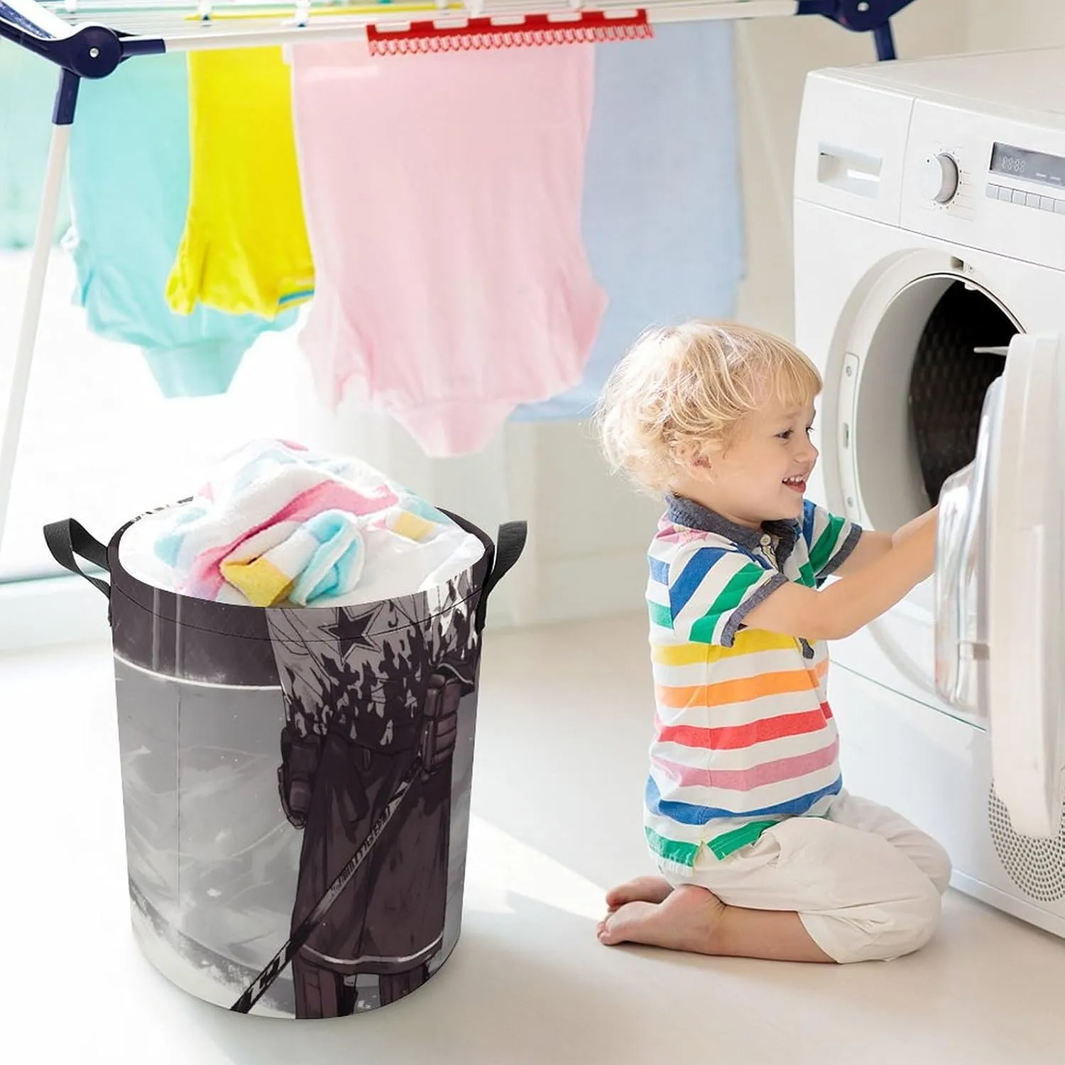 Laundry Hampers, Large Drawstring Laundry Bag, Removable Laundry Bags, Collapsible Storage Bin with Handles for Home Organization, Kids Room, Nursery Stick And Ball Games