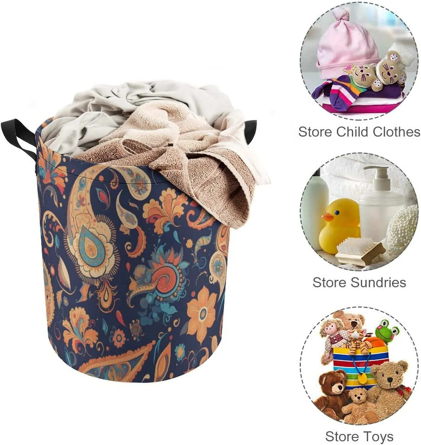 Laundry Hampers, Large Drawstring Laundry Bag, Removable Laundry Bags, Collapsible Storage Bin with Handles for Home Organization, Kids Room, Nursery Symmetry