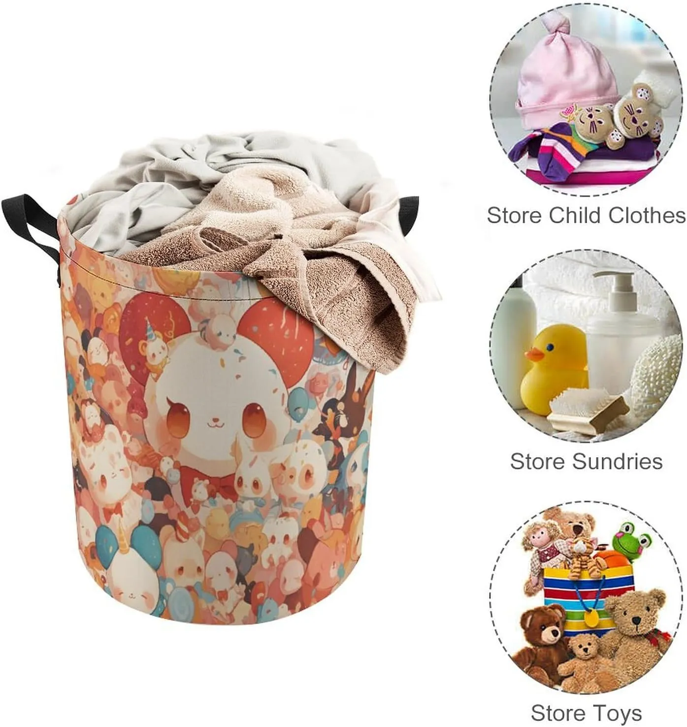 Laundry Hampers, Large Drawstring Laundry Bag, Removable Laundry Bags, Collapsible Storage Bin with Handles for Home Organization, Kids Room, Nursery Textile