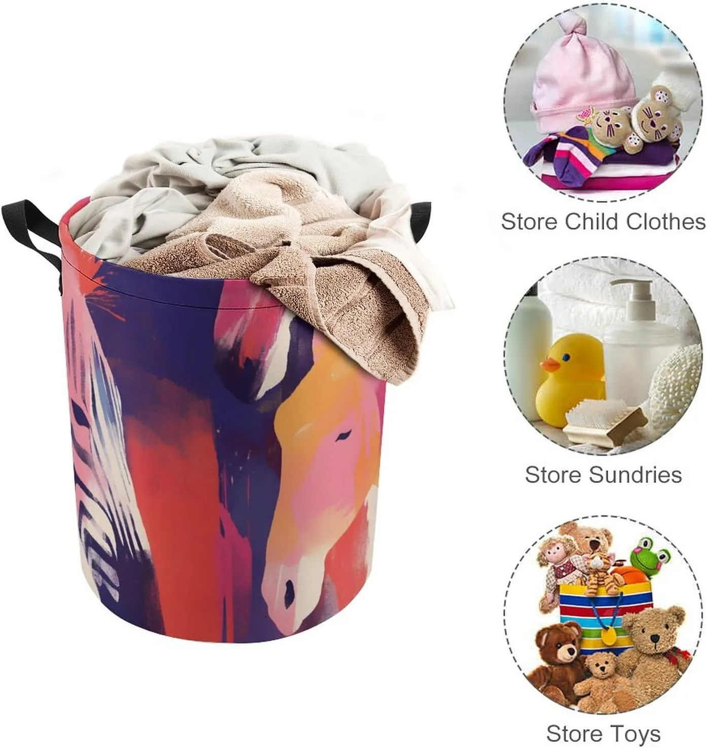 Laundry Hampers, Large Drawstring Laundry Bag, Removable Laundry Bags, Collapsible Storage Bin with Handles for Home Organization, Kids Room, Nursery Vertebrate