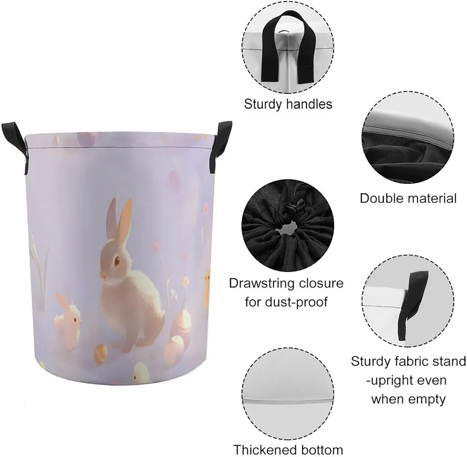 Laundry Hampers, Large Drawstring Laundry Bag, Removable Laundry Bags, Collapsible Storage Bin with Handles for Home Organization, Kids Room, Nursery Vertebrate