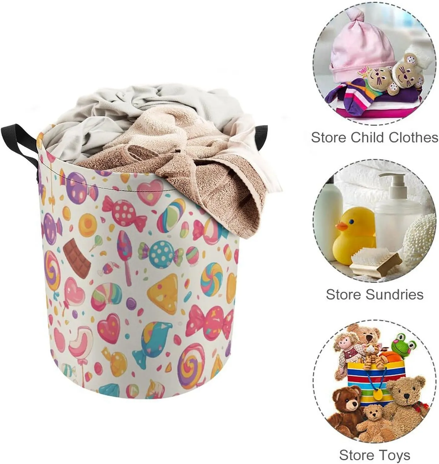 Laundry Hampers, Large Drawstring Laundry Bag, Removable Laundry Bags, Collapsible Storage Bin with Handles for Home Organization, Kids Room, Nursery Visual Arts