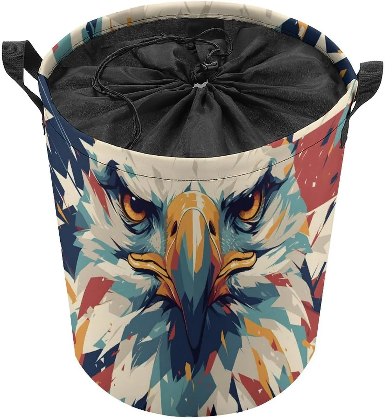 Laundry Hampers, Large Drawstring Laundry Bag, Removable Laundry Bags, Collapsible Storage Bin with Handles for Home Organization, Kids Room, Nursery Whiskers