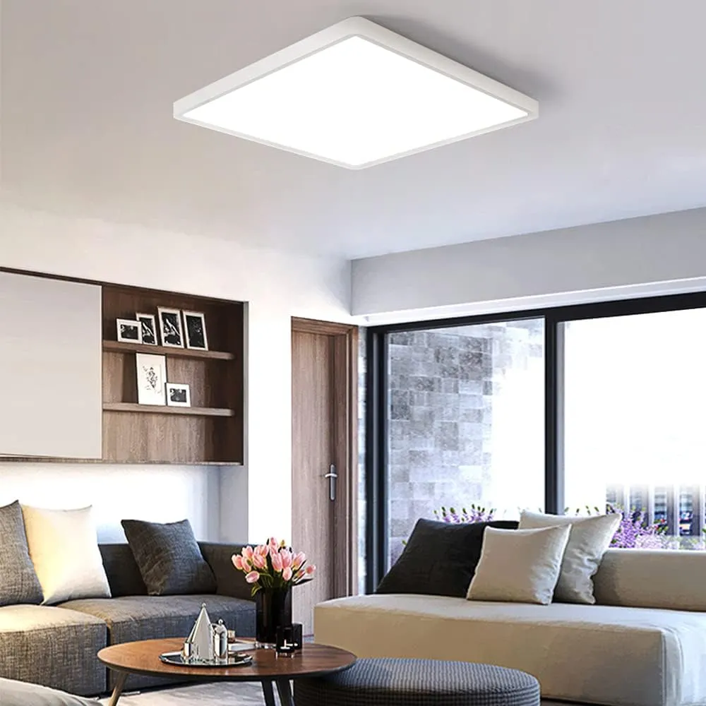 LED Flush Mount Ceiling Light Fixture, 4000K Neutral White, 12inch 24W, 3200LM, Slim Flat Panel Lighting Fixture, Square Modern Ceiling Lamp for Bedroom, Kitchen, Living Room, Closet, Stairwell