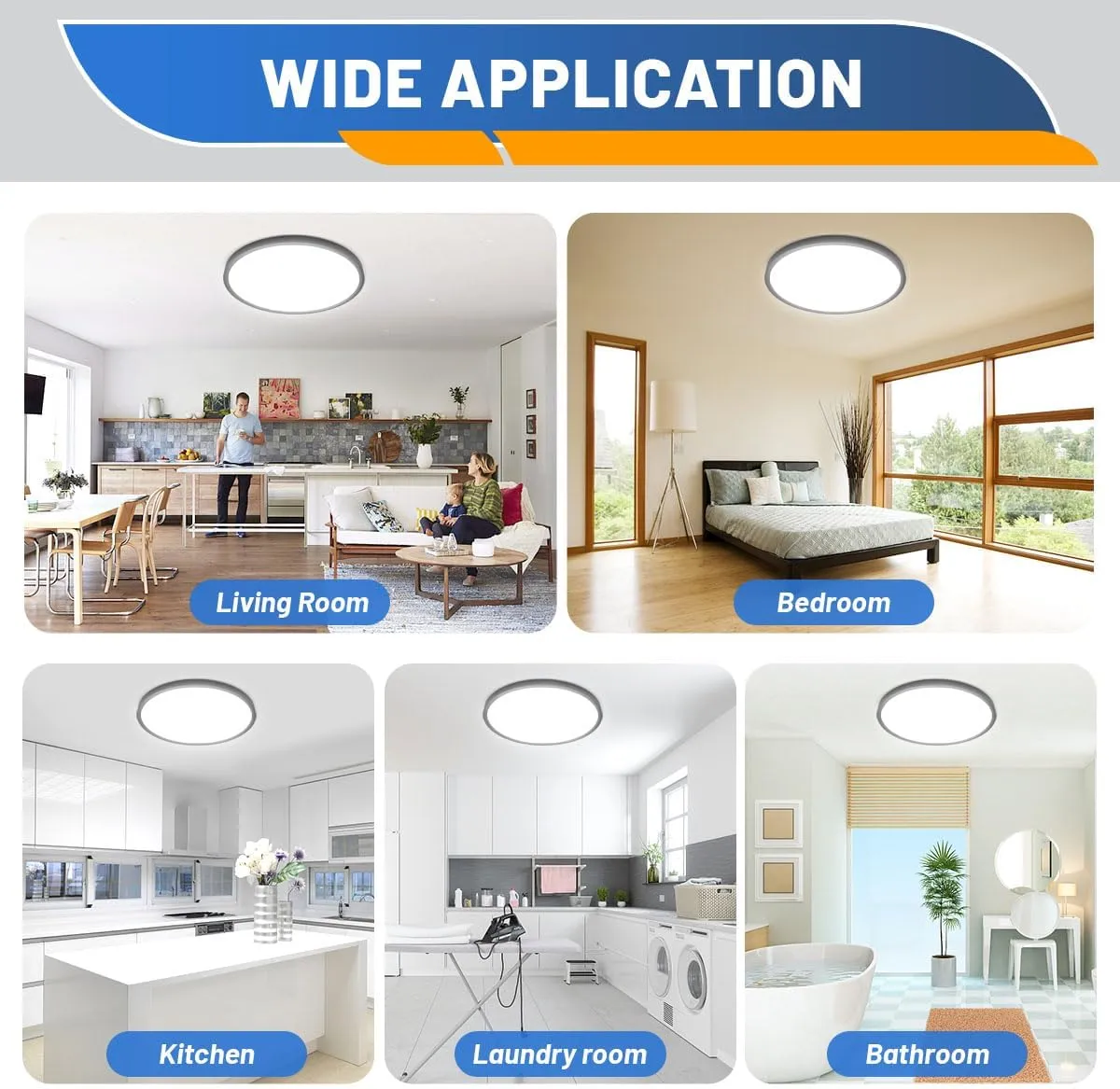 LED Flush Mount Ceiling Light Fixture, Black 1-Pack 24W 12inch 2880lm CCT 3000K/4000K/6500K Thin Round Flat Panel Light Surface Mount for Bedroom, Kitchen, Bathroom. Dimmable Ceiling Lamp
