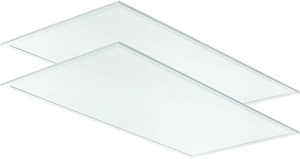 Lithonia Lighting CPX 2x4 LED Flat Panel Light, 2 ft. x 4 ft. LED Light Panel, Ceiling Lighting Fixture for Shop Lighting, 4000 Lumens, 4000K Cool White, Non-Dimming, Smooth Satin Lens, 2-Pack