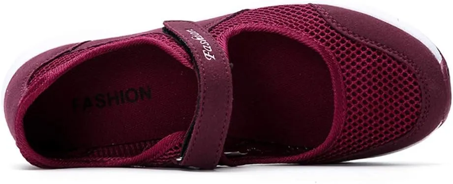 LLTMALL Women's Adjustable Mesh Sneakers Lightweight Mary Jane Shoes