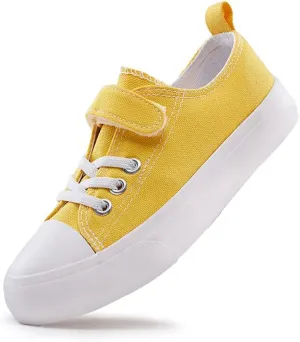 LUMUBBY Kid Shoes for Boys Girls Toddler Little Kid Canvas Low Top Sneakers Classic Adjustable Strap Lace up Shoes for Kids Breathable Lightweight