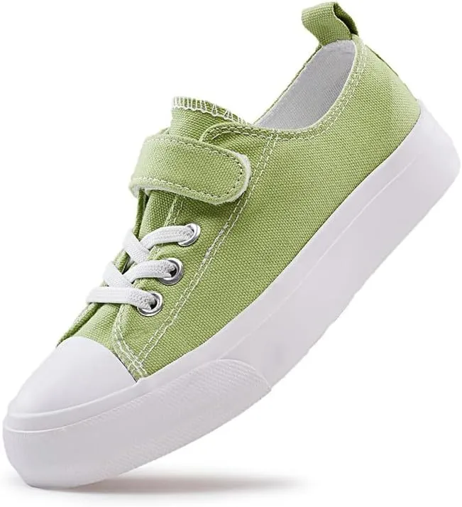 LUMUBBY Kid Shoes for Boys Girls Toddler Little Kid Canvas Low Top Sneakers Classic Adjustable Strap Lace up Shoes for Kids Breathable Lightweight
