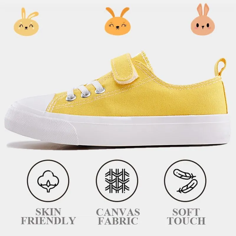 LUMUBBY Kid Shoes for Boys Girls Toddler Little Kid Canvas Low Top Sneakers Classic Adjustable Strap Lace up Shoes for Kids Breathable Lightweight