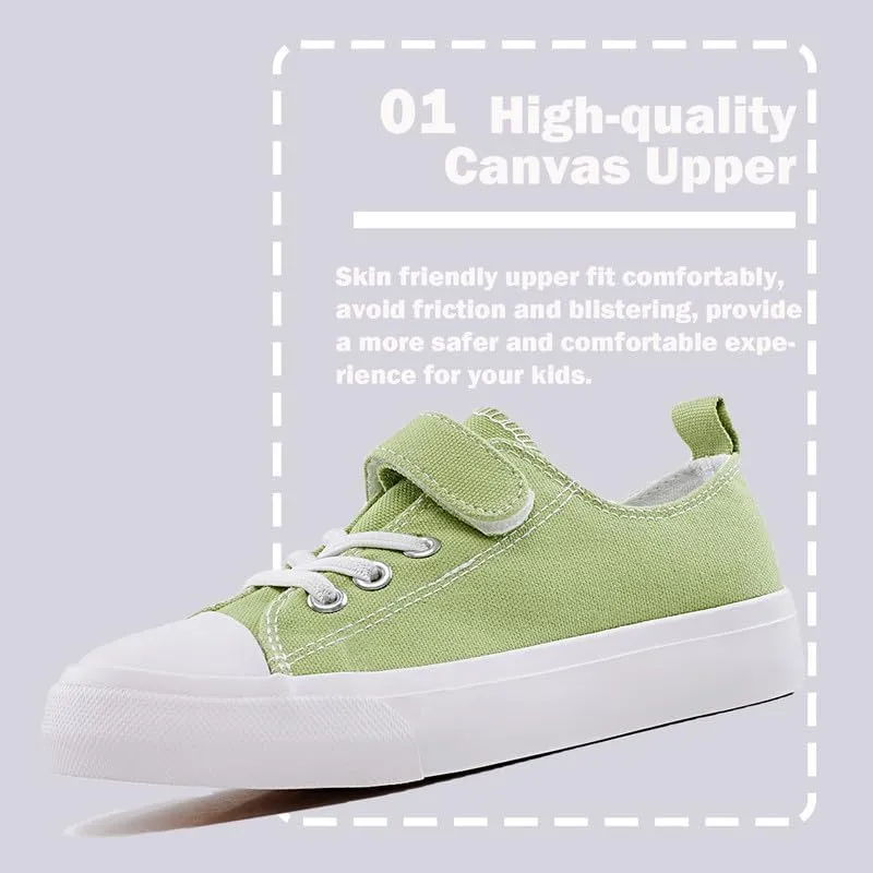 LUMUBBY Kid Shoes for Boys Girls Toddler Little Kid Canvas Low Top Sneakers Classic Adjustable Strap Lace up Shoes for Kids Breathable Lightweight