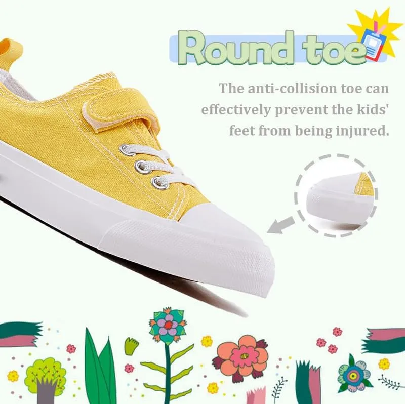 LUMUBBY Kid Shoes for Boys Girls Toddler Little Kid Canvas Low Top Sneakers Classic Adjustable Strap Lace up Shoes for Kids Breathable Lightweight