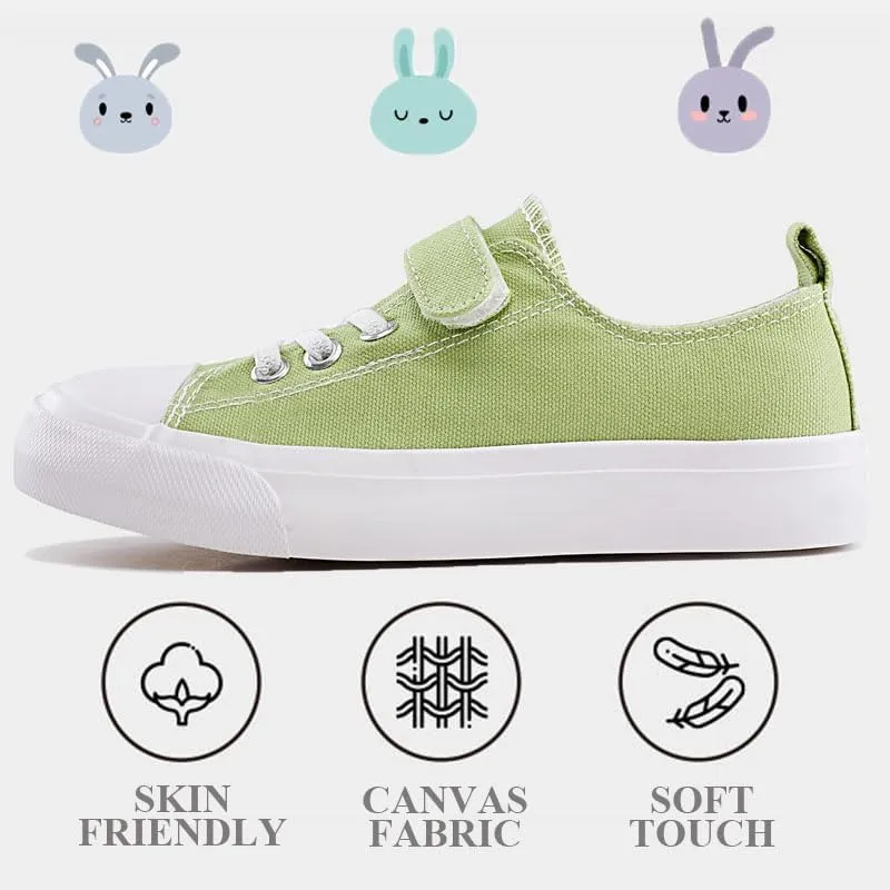 LUMUBBY Kid Shoes for Boys Girls Toddler Little Kid Canvas Low Top Sneakers Classic Adjustable Strap Lace up Shoes for Kids Breathable Lightweight