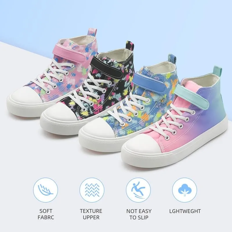 LUMUBBY Kid Shoes for Boys Girls Toddler Little Kid Canvas Mid Top Sneakers Classic Adjustable Strap Lace up Shoes for Kids Breathable Lightweight