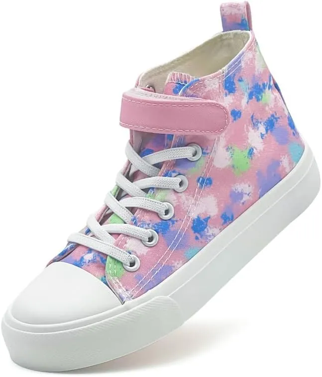 LUMUBBY Kid Shoes for Boys Girls Toddler Little Kid Canvas Mid Top Sneakers Classic Adjustable Strap Lace up Shoes for Kids Breathable Lightweight