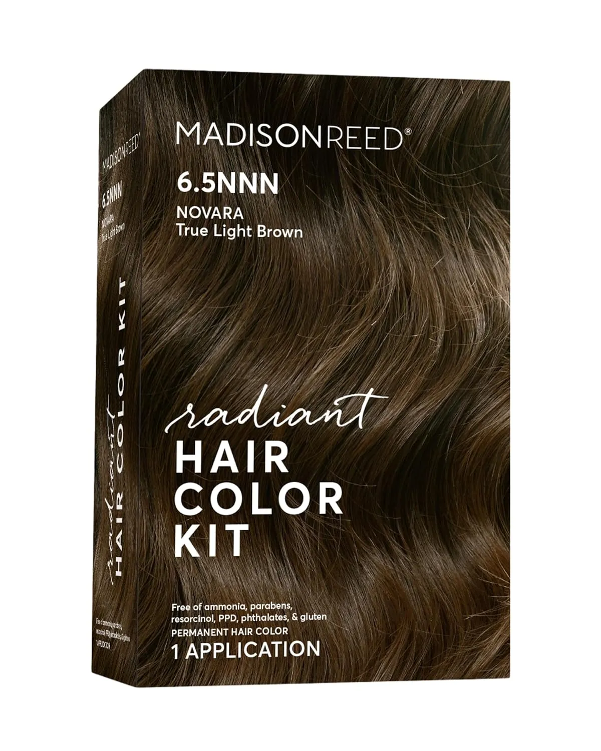 Madison Reed Radiant Hair Color Kit, Light Brown for 100% Gray Coverage of Resistant Gray Hair, Ammonia-Free, 6.5NNN Novara Light Brown, Permanent Hair Dye, Pack of 1