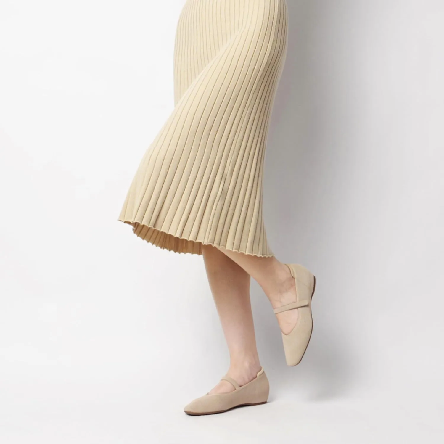 Mary Jane Flat Shoes for Women with Arch Support and Concealed Low Wedge Heel, Comfortable Women Square Toe Ballet Flats Knit Dress Shoes