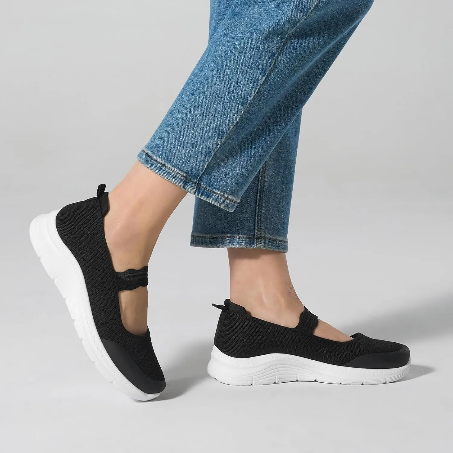 Mary Jane Flats Comfortable Lightweight Walking Shoes Breathable Non Slip Dressy Casual Knit Flats for Women