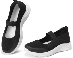 Mary Jane Flats Comfortable Lightweight Walking Shoes Breathable Non Slip Dressy Casual Knit Flats for Women
