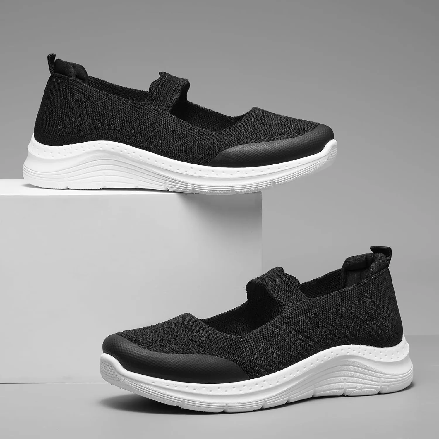 Mary Jane Flats Comfortable Lightweight Walking Shoes Breathable Non Slip Dressy Casual Knit Flats for Women